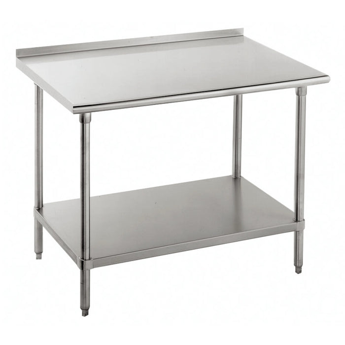 Advance Tabco SFG-363 36" 16 ga Work Table w/ Undershelf & 430 Series Stainless Top, 1 1/2" Backsplash-cityfoodequipment.com