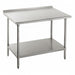 Advance Tabco SFG-366 72" 16 ga Work Table w/ Undershelf & 430 Series Stainless Top, 1 1/2" Backsplash-cityfoodequipment.com