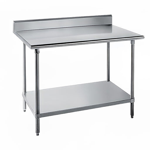 Advance Tabco SKG-244 48" 16 ga Work Table w/ Undershelf & 430 Series Stainless Top, 5" Backsplash-cityfoodequipment.com