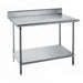 Advance Tabco SKG-246 72" 16 ga Work Table w/ Undershelf & 430 Series Stainless Top, 5" Backsplash-cityfoodequipment.com