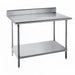 Advance Tabco SKG-303 36" 16 ga Work Table w/ Undershelf & 430 Series Stainless Top, 5" Backsplash-cityfoodequipment.com