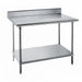 Advance Tabco SKG-364 48" 16 ga Work Table w/ Undershelf & 430 Series Stainless Top, 5" Backsplash-cityfoodequipment.com