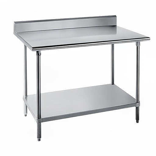 Advance Tabco SKG-366 72" 16 ga Work Table w/ Undershelf & 430 Series Stainless Top, 5" Backsplash-cityfoodequipment.com