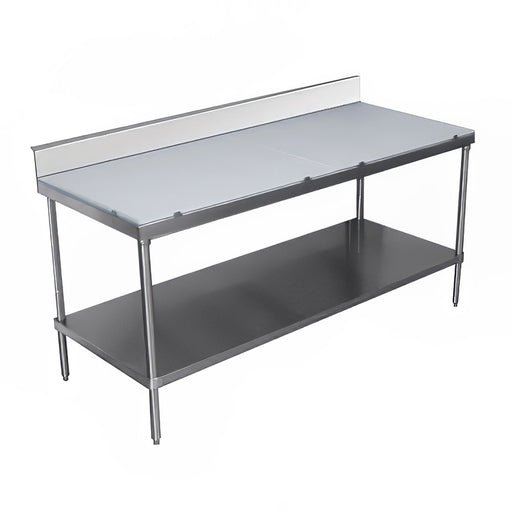 Advance Tabco SPS-244 48" Poly Top Work Table w/ 6" Backsplash & 5/8" Top, Stainless Base, 24"D-cityfoodequipment.com