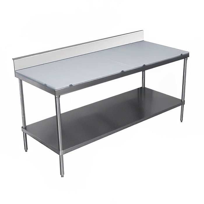 Advance Tabco SPS-244 48" Poly Top Work Table w/ 6" Backsplash & 5/8" Top, Stainless Base, 24"D-cityfoodequipment.com