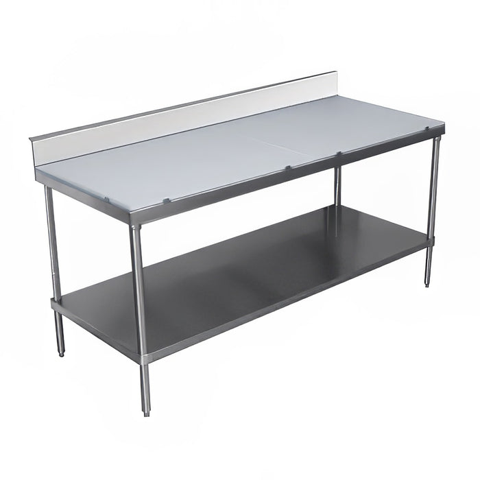 Advance Tabco SPS-308 96" Poly Top Work Table w/ 6" Backsplash & 5/8" Top, Stainless Base, 30"D-cityfoodequipment.com