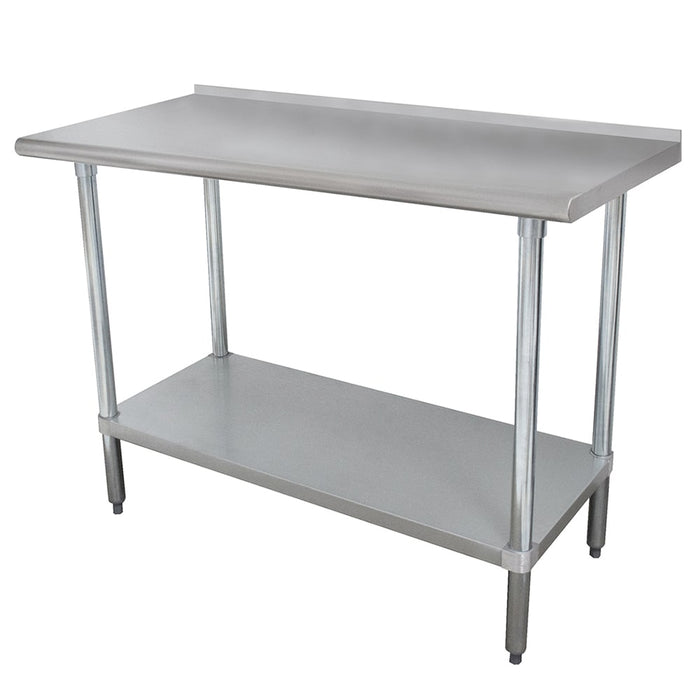 Advance Tabco SFLAG-364-X 48" 16 ga Work Table w/ Undershelf & 430 Series Stainless Top, 1 1/2" Backsplash-cityfoodequipment.com