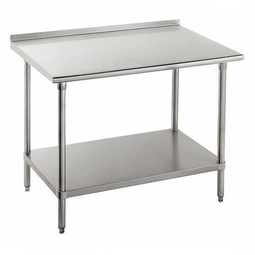 Advance Tabco SFG-364 48" 16 ga Work Table w/ Undershelf & 430 Series Stainless Top, 1 1/2" Backsplash-cityfoodequipment.com
