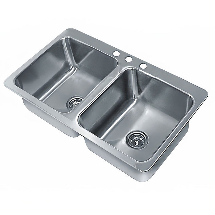 Advance Tabco SS-2-3321-10 (2) Compartment Drop-in Sink - 14" x 16", Drain Included-cityfoodequipment.com