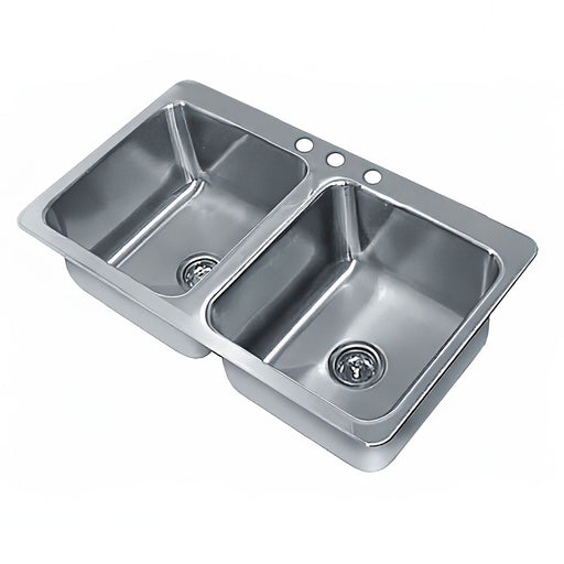 Advance Tabco SS-2-4521-10 (2) Compartment Drop-in Sink - 20" x 16", Drain Included-cityfoodequipment.com