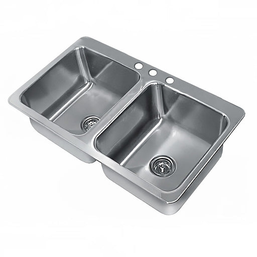 Advance Tabco SS-2-4521-12 (2) Compartment Drop-in Sink - 20" x 16", Drain Included-cityfoodequipment.com