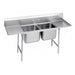 Advance Tabco T9-2-36-18RL 72" 2 Compartment Sink w/ 16"L x 20"W Bowl, 12" Deep-cityfoodequipment.com