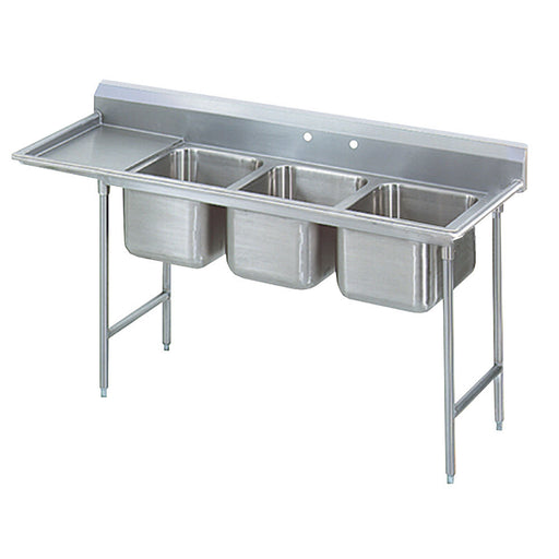 Advance Tabco T9-3-54-18L 77" 3 Compartment Sink w/ 16"L x 20"W Bowl, 12" Deep-cityfoodequipment.com