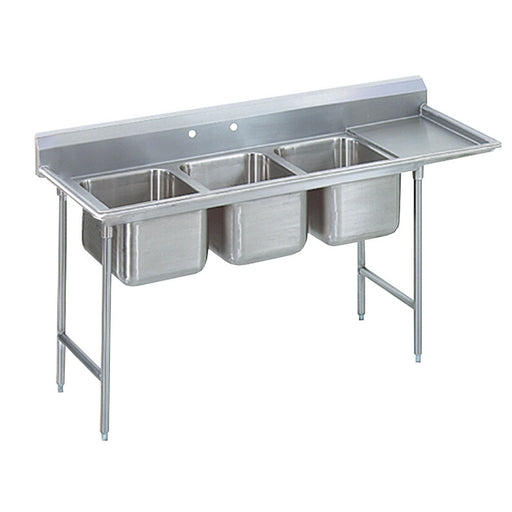 Advance Tabco T9-3-54-18R 77" 3 Compartment Sink w/ 16"L x 20"W Bowl, 12" Deep-cityfoodequipment.com