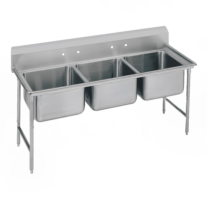 Advance Tabco T9-3-54 62" 3 Compartment Sink w/ 16"L x 20"W Bowl, 12" Deep-cityfoodequipment.com