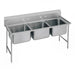 Advance Tabco T9-3-54 62" 3 Compartment Sink w/ 16"L x 20"W Bowl, 12" Deep-cityfoodequipment.com