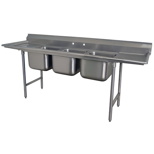 Advance Tabco T9-83-60-18RL 103" 3 Compartment Sink w/ 20"L x 28"W Bowl, 12" Deep-cityfoodequipment.com