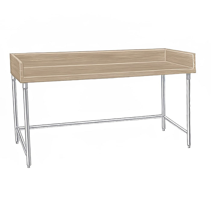 Advance Tabco TBG-308 96" Maple Top Bakers Table w/ 4" Splash & Open Base, 30"D-cityfoodequipment.com