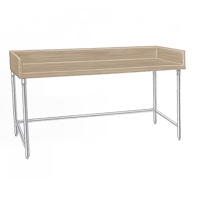 Advance Tabco TBS-367 84" Maple Top Bakers Table w/ 4" Splash & Open Base, 36"D-cityfoodequipment.com
