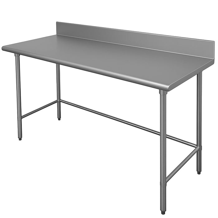 Advance Tabco TKLG-247 84" 14 ga Work Table w/ Open Base & 304 Series Stainless Top, 5" Backsplash-cityfoodequipment.com