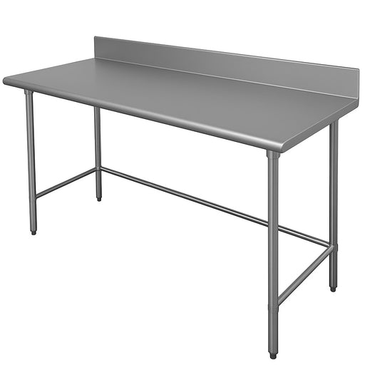 Advance Tabco TKSS-307 84" 14 ga Work Table w/ Open Base & 304 Series Stainless Top, 5" Backsplash-cityfoodequipment.com