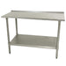 Advance Tabco TTF-245 60" 18 ga Work Table w/ Undershelf & 430 Series Stainless Top, 1 1/2" Backsplash-cityfoodequipment.com