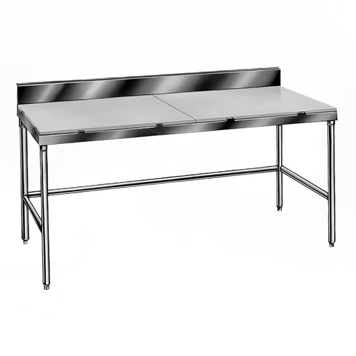 Advance Tabco TSPS-248 96" Poly Top Work Table w/ 6" Backsplash & 5/8" Top, Stainless Base, 24"D-cityfoodequipment.com