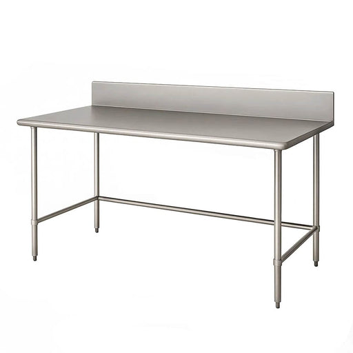 Advance Tabco TVKG-247 84" 14 ga Work Table w/ Open Base & 304 Series Stainless Marine Top, 10" Backsplash-cityfoodequipment.com