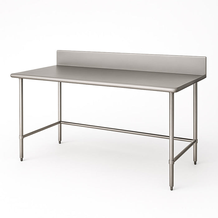Advance Tabco TVKS-366 72" 14 ga Work Table w/ 304 Series Stainless Top, 10" Backsplash-cityfoodequipment.com