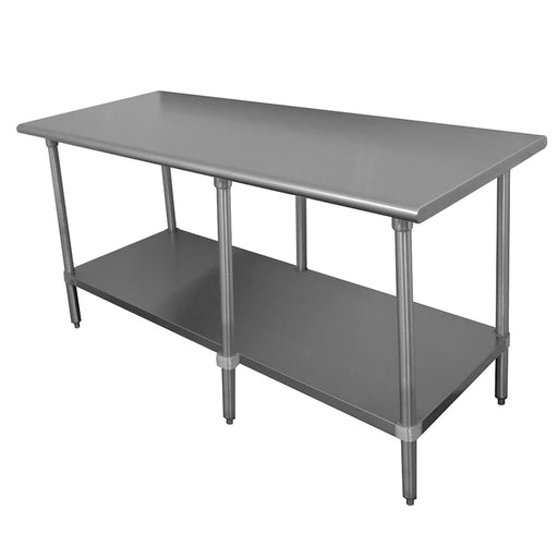 Advance Tabco TTF-307 84" 18 ga Work Table w/ Undershelf & 430 Series Stainless Top, 1 1/2" Backsplash-cityfoodequipment.com