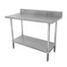 Advance Tabco TTK-305-X 60" 18 ga Work Table w/ Undershelf & 430 Series Stainless Flat Top, 5" Backsplash-cityfoodequipment.com