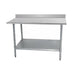 Advance Tabco TTK-306-X 72" 18 ga Work Table w/ Undershelf & 430 Series Stainless Top, 5" Backsplash-cityfoodequipment.com