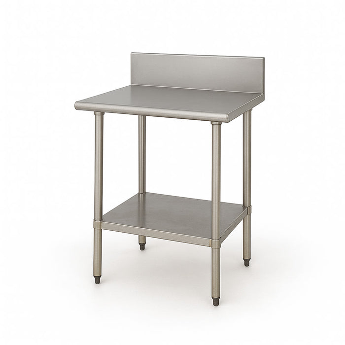 Advance Tabco VKG-242 24" 14 ga Work Table w/ Undershelf & 304 Series Stainless Top, 10" Backsplash-cityfoodequipment.com