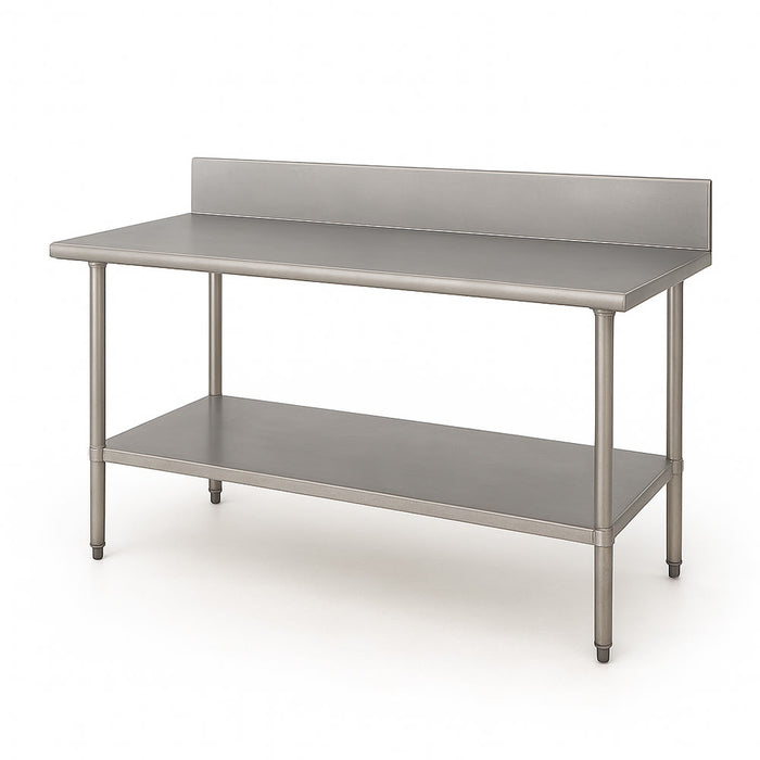 Advance Tabco VKG-303 36" 14 ga Work Table w/ Undershelf & 304 Series Stainless Top, 10" Backsplash-cityfoodequipment.com