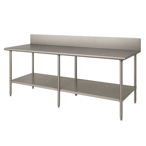 Advance Tabco VKG-3612 144" 14 ga Work Table w/ Undershelf & 304 Series Stainless Marine Top, 10" Backsplash-cityfoodequipment.com