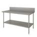 Advance Tabco VKG-365 60" 14 ga Work Table w/ Undershelf & 304 Series Stainless Top, 10" Backsplash-cityfoodequipment.com