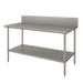 Advance Tabco VKS-365 60" 14 ga Work Table w/ Undershelf & 304 Series Stainless Top, 10" Backsplash-cityfoodequipment.com