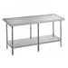 Advance Tabco VLG-3010 120" 14 ga Work Table w/ Undershelf & 304 Series Stainless Marine Top-cityfoodequipment.com