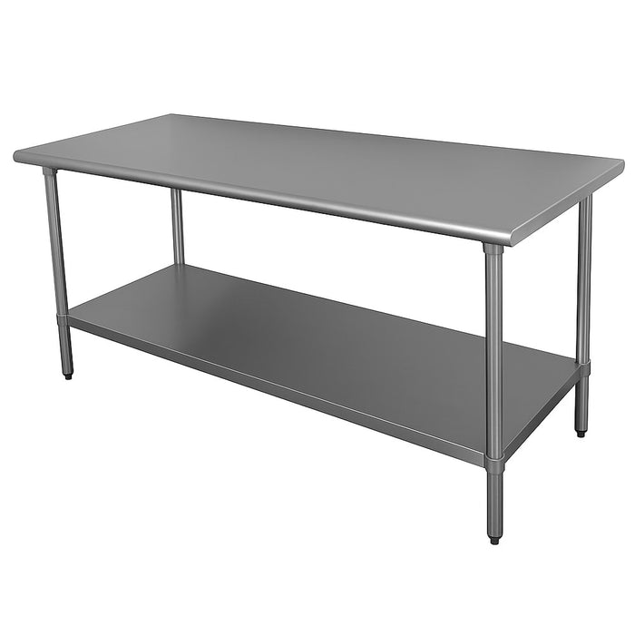 Advance Tabco VSS-487 84" 14 ga Work Table w/ Undershelf & 304 Series Stainless Marine Top-cityfoodequipment.com