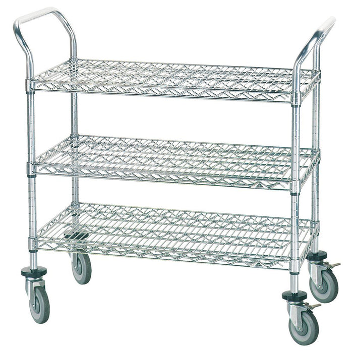 Advance Tabco WUC-1842P 3 Level Chrome Plated Utility Cart w/ 800 lb Capacity, Flat Ledges-cityfoodequipment.com