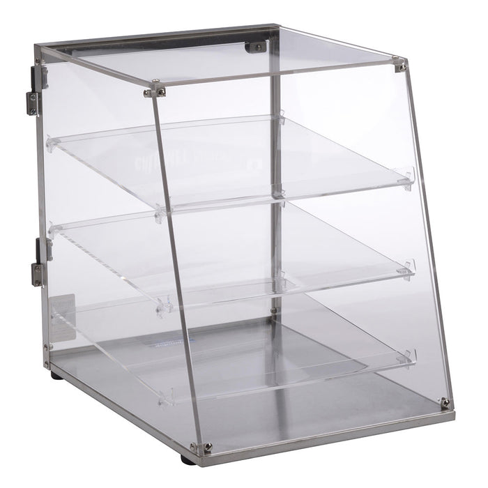 Antunes DC-14A-9500711 3 Tier Angled Pastry Display Case W/ Rear Door - Acrylic, Clear-cityfoodequipment.com