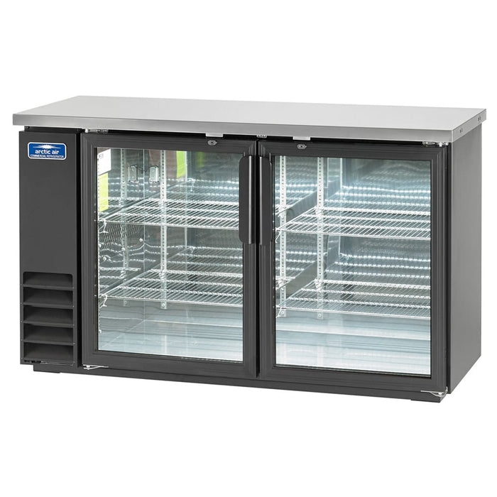Arctic Air ABB60G 61" Bar Refrigerator - 2 Swinging Glass Doors, Black, 115v-cityfoodequipment.com