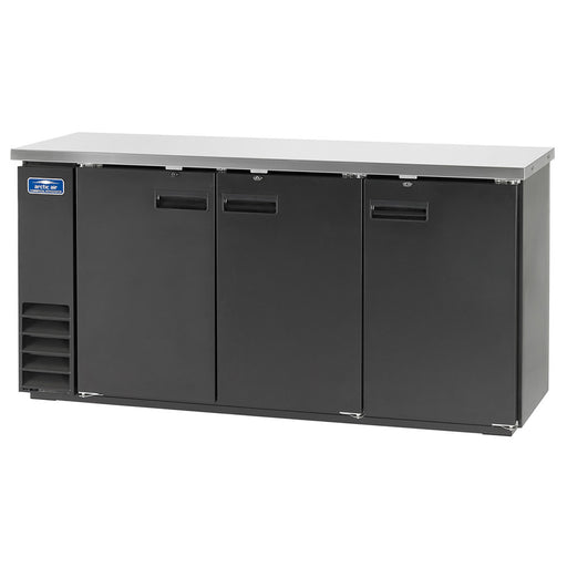 Arctic Air ABB72 73" Bar Refrigerator - 3 Swinging Solid Doors, Black, 115v-cityfoodequipment.com