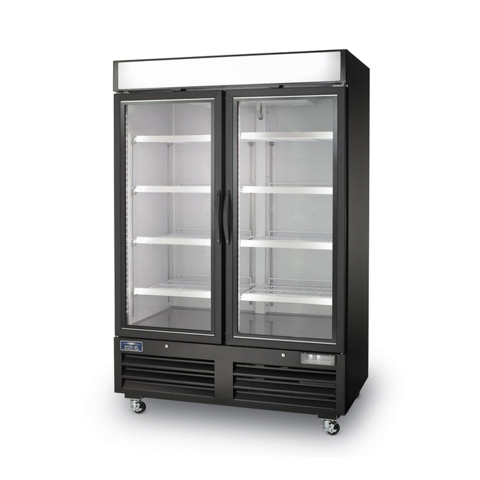 Arctic Air AFGDM49 54" Two Section Display Freezer w/ Swing Doors - Bottom Mount Compressor, Black, 115v-cityfoodequipment.com