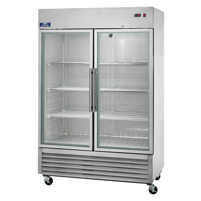Arctic Air AGR49 54" Two Section Reach In Refrigerator, (2) Left/Right Hinge Glass Doors, 115v-cityfoodequipment.com