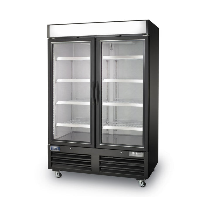 Arctic Air ARGDM49 54" Two Section Glass Door Merchandiser - (2) Left/right Hinge Doors, Black, 115v-cityfoodequipment.com