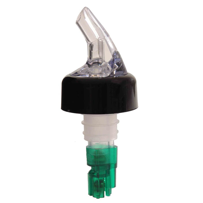 Thunder Group PLPR075C 3/4 Oz Measured Liquor Pourer W/ Green Tail, Black Collar - 1, (pack)-cityfoodequipment.com