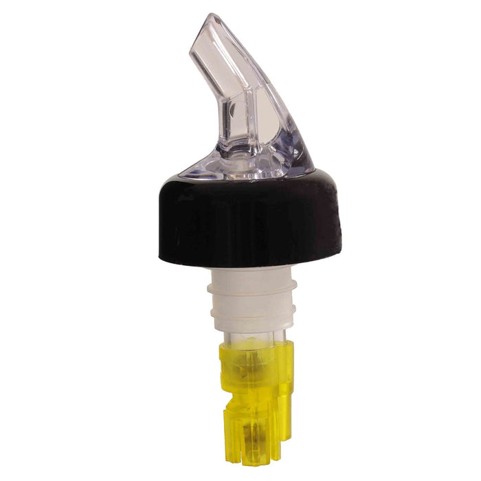 Thunder Group PLPR150C 1 1/2 Oz Measured Liquor Pourer W/ Yellow Tail, Black Collar - 1, (pack)-cityfoodequipment.com