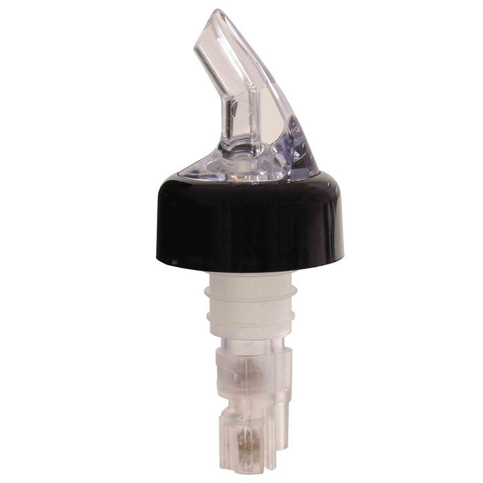 Thunder Group PLPR125C 1 1/4 Oz Measured Liquor Pourer, Clear W/ Black Collar - 1, (pack)-cityfoodequipment.com