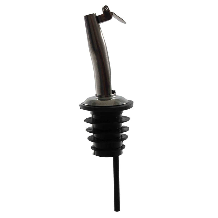 Thunder Group PLPR505S Medium Flow Tapered Liquor Pourer W/ Flip Cap, Stainless Steel - 12, (pack)-cityfoodequipment.com